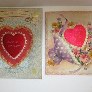 2 Valentine's Day Vintage Oversize Greeting Card Vtg Rust Craft "To My Wife"
